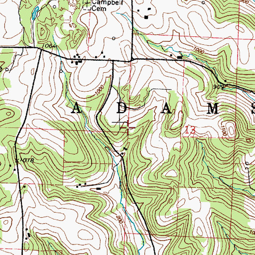 Topographic Map of Township of Adams, OH