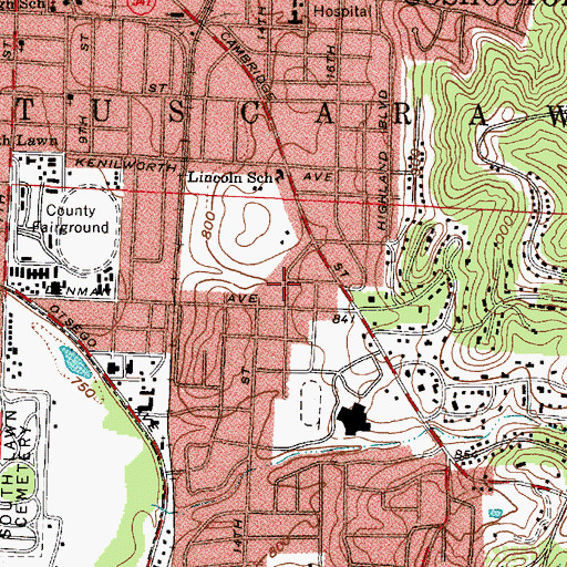 Topographic Map of City of Coshocton, OH
