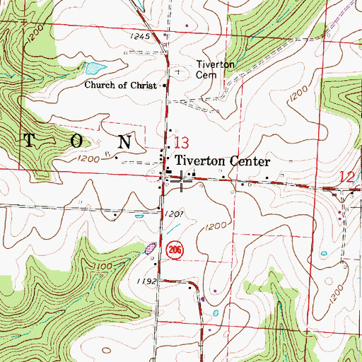 Topographic Map of Township of Tiverton, OH