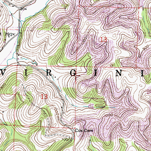 Topographic Map of Township of Virginia, OH