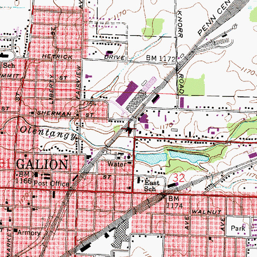 Topographic Map of City of Galion, OH