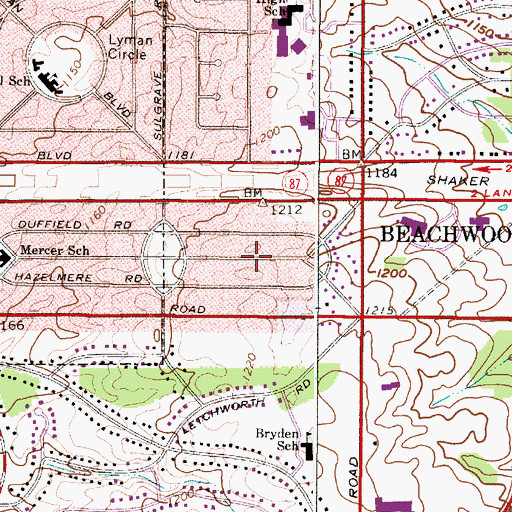 Topographic Map of City of Beachwood, OH