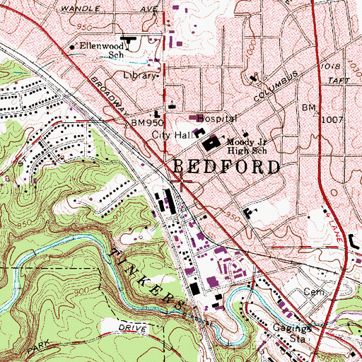 Topographic Map of City of Bedford, OH