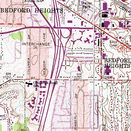 Topographic Map of City of Bedford Heights, OH