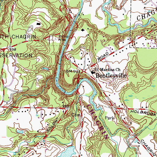 Topographic Map of Village of Bentleyville, OH