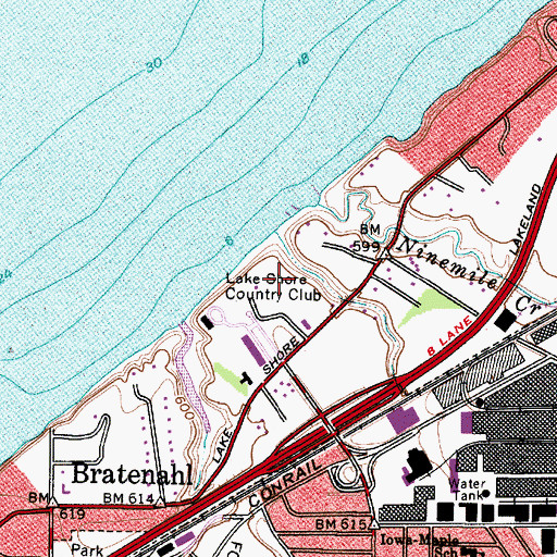 Topographic Map of Village of Bratenahl, OH