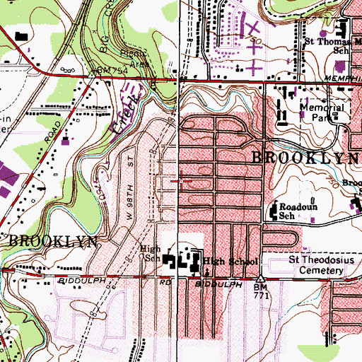 Topographic Map of City of Brooklyn, OH