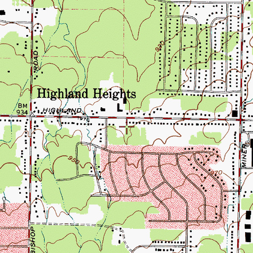 Topographic Map of City of Highland Heights, OH