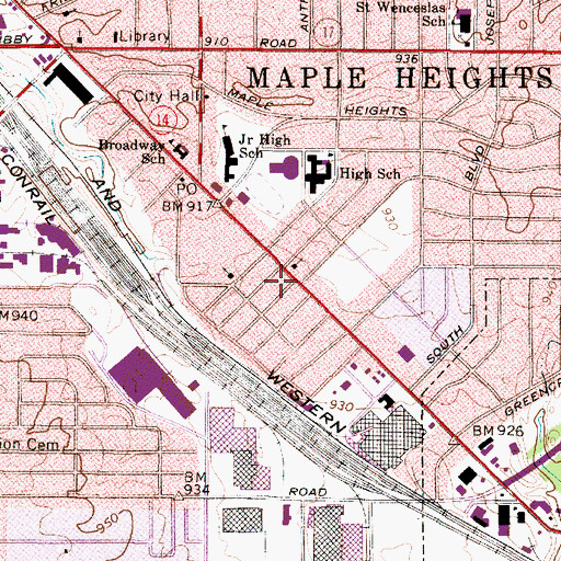 Topographic Map of City of Maple Heights, OH