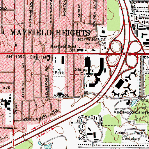 Topographic Map of City of Mayfield Heights, OH