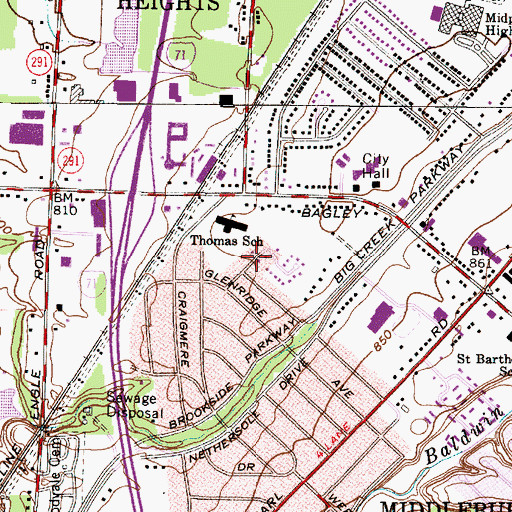 Topographic Map of City of Middleburg Heights, OH
