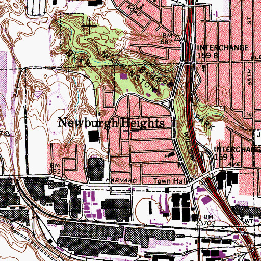 Topographic Map of Village of Newburgh Heights, OH