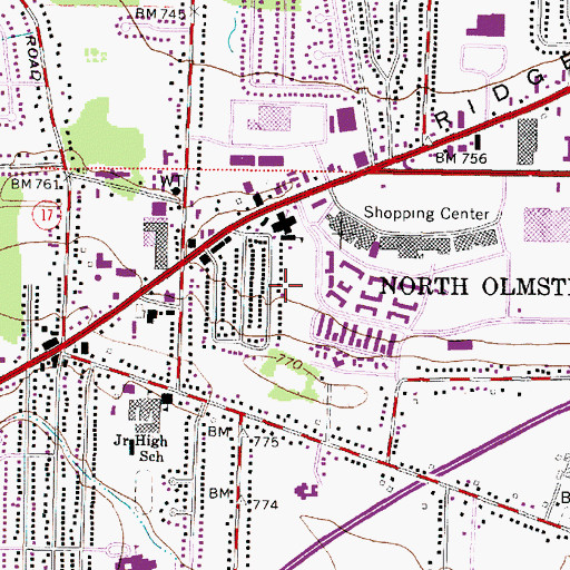 Topographic Map of City of North Olmsted, OH
