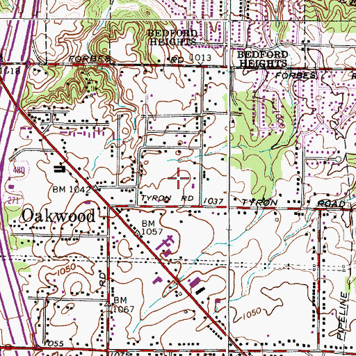 Topographic Map of Village of Oakwood, OH