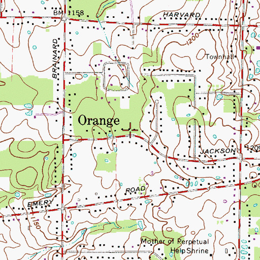 Topographic Map of Village of Orange, OH