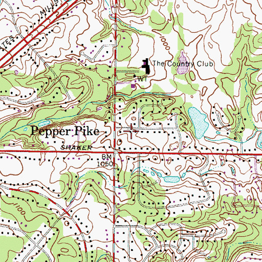 Topographic Map of City of Pepper Pike, OH