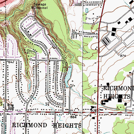 Topographic Map of City of Richmond Heights, OH