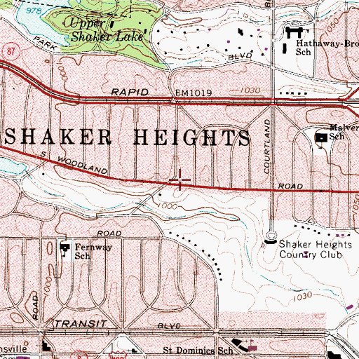 Topographic Map of City of Shaker Heights, OH