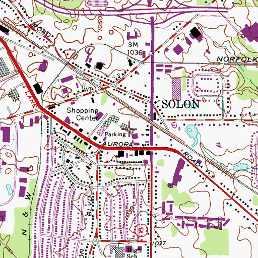 Topographic Map of City of Solon, OH
