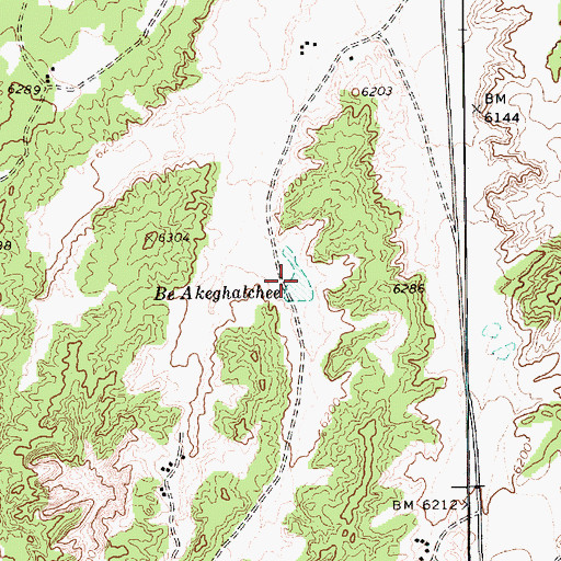 Topographic Map of Be Akeghalchee, AZ