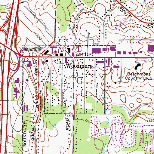 Topographic Map of Village of Woodmere, OH