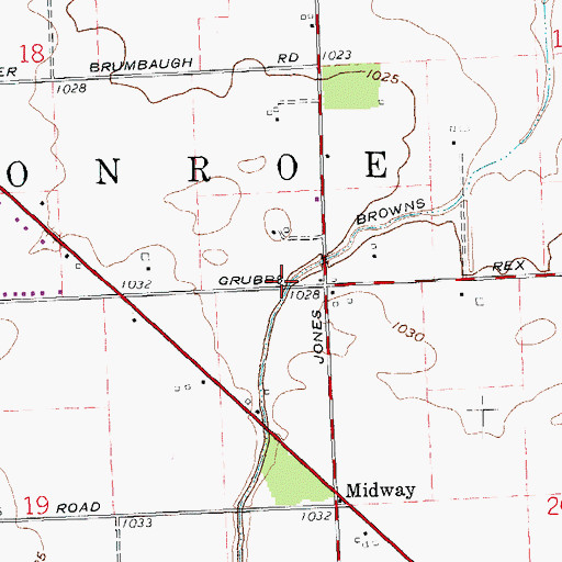 Topographic Map of Township of Monroe, OH