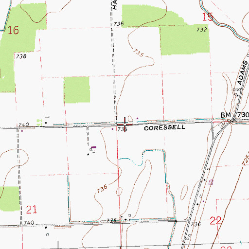 Topographic Map of Township of Adams, OH