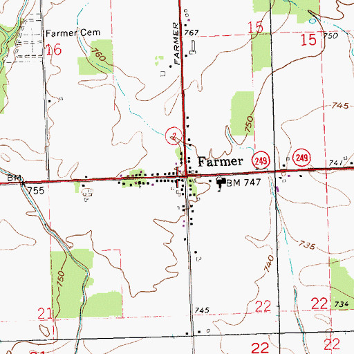 Topographic Map of Township of Farmer, OH