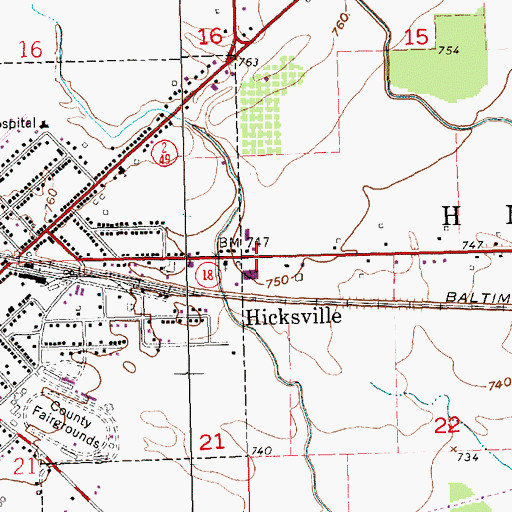 Topographic Map of Township of Hicksville, OH