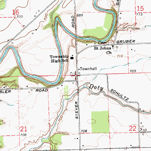 Topographic Map of Township of Tiffin, OH