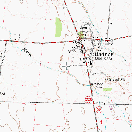 Topographic Map of Township of Radnor, OH