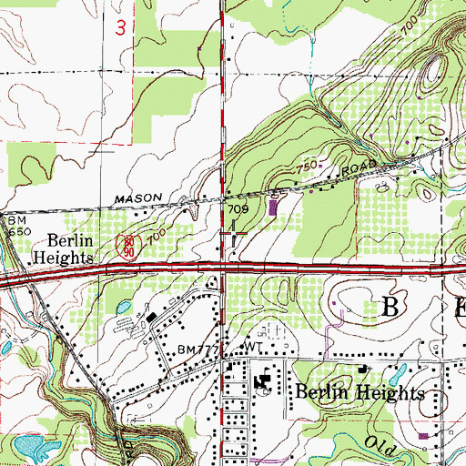 Topographic Map of Township of Berlin, OH