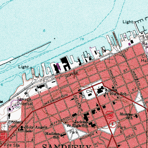 Topographic Map of City of Sandusky, OH
