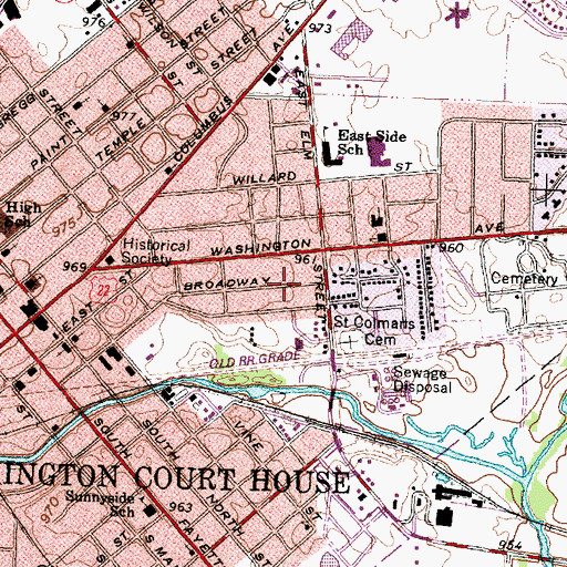 Topographic Map of City of Washington Court House, OH