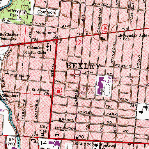 Topographic Map of City of Bexley, OH
