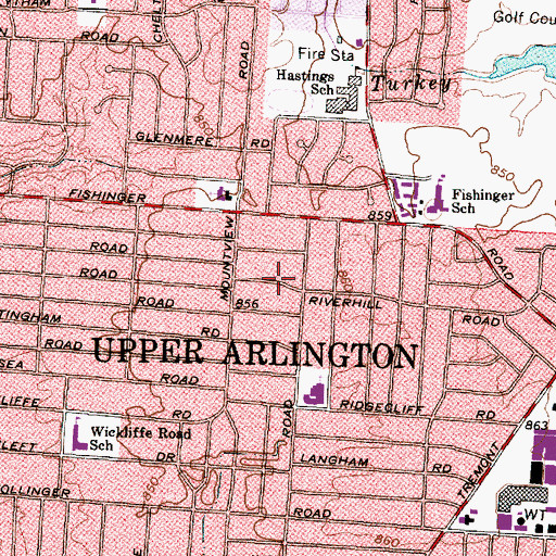 Topographic Map of City of Upper Arlington, OH