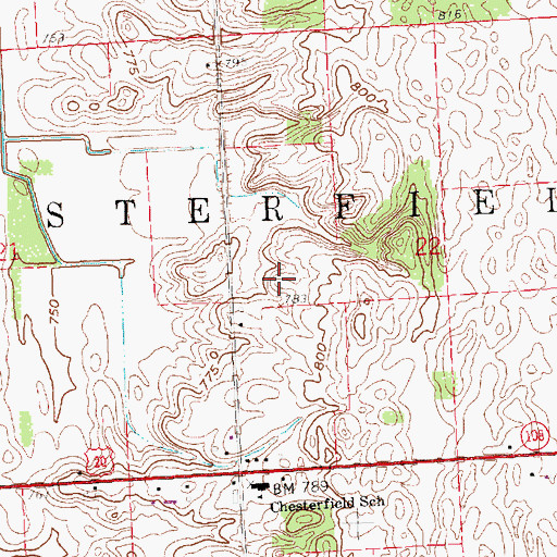 Topographic Map of Township of Chesterfield, OH