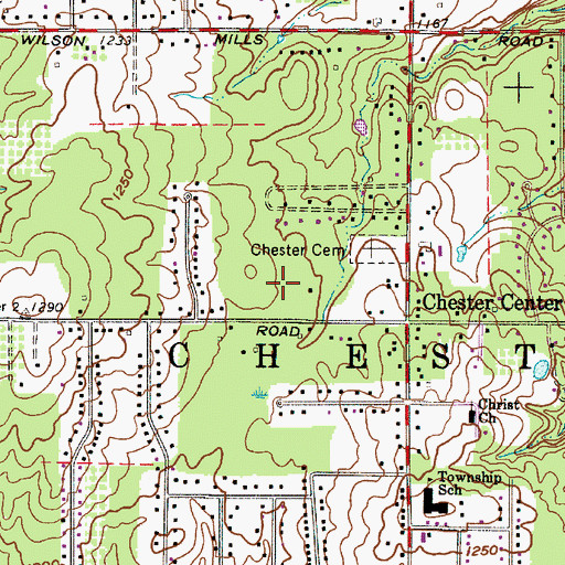 Topographic Map of Township of Chester, OH