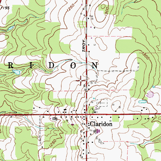 Topographic Map of Township of Claridon, OH