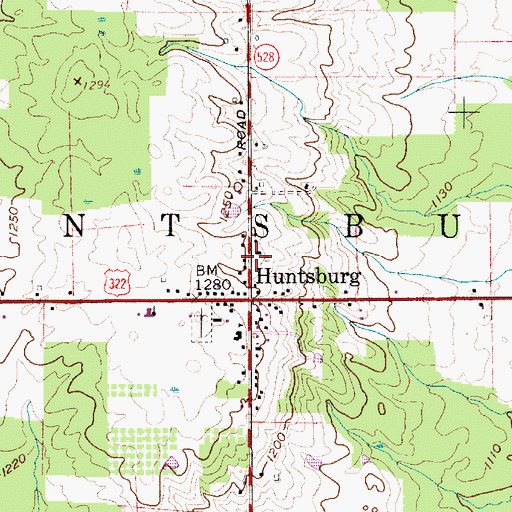 Topographic Map of Township of Huntsburg, OH