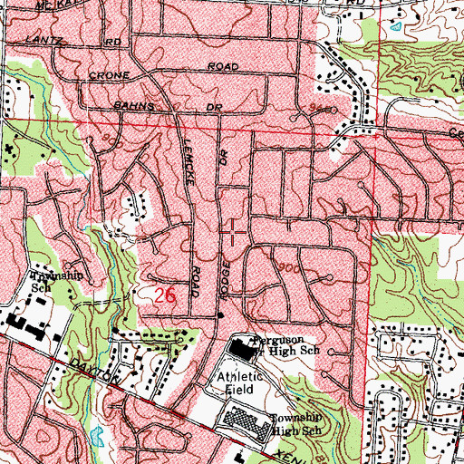 Topographic Map of Township of Beavercreek, OH