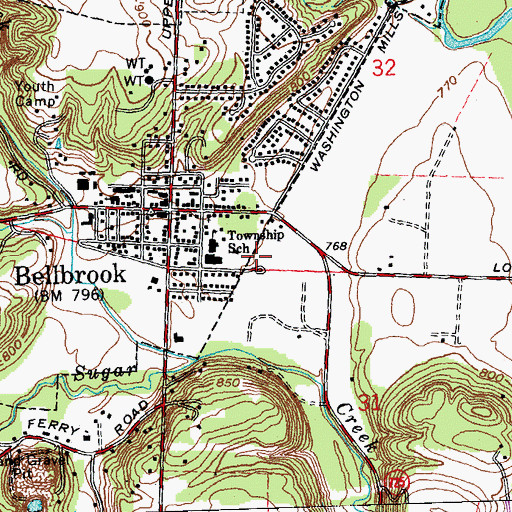 Topographic Map of Township of Sugarcreek, OH