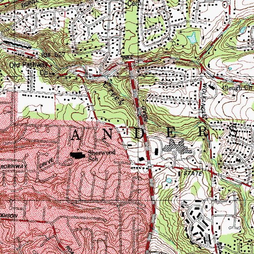 Topographic Map of Township of Anderson, OH
