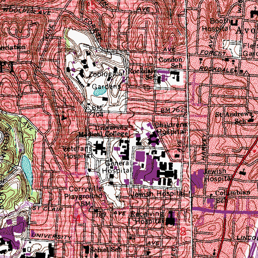 Topographic Map of City of Cincinnati, OH