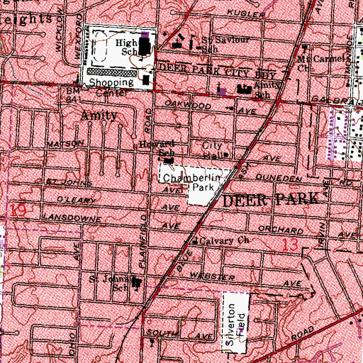 Topographic Map of City of Deer Park, OH