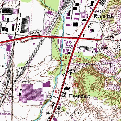 Topographic Map of Village of Evendale, OH