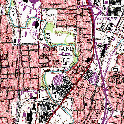 Topographic Map of Village of Lockland, OH