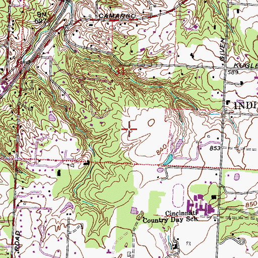 Topographic Map of City of The Village of Indian Hill, OH