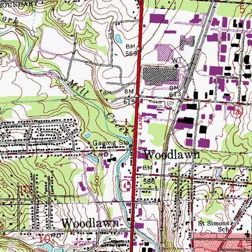 Topographic Map of Village of Woodlawn, OH