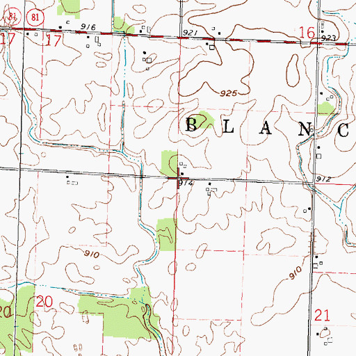 Topographic Map of Township of Blanchard, OH